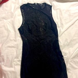 Fashion Nova black ribbed dress, size M